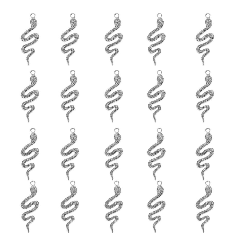 5942 20PCS Snake-Shape Charms Pendants Accessory Mixed Smooth Metal Charms